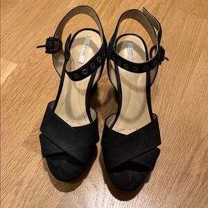 Geox black suede heels